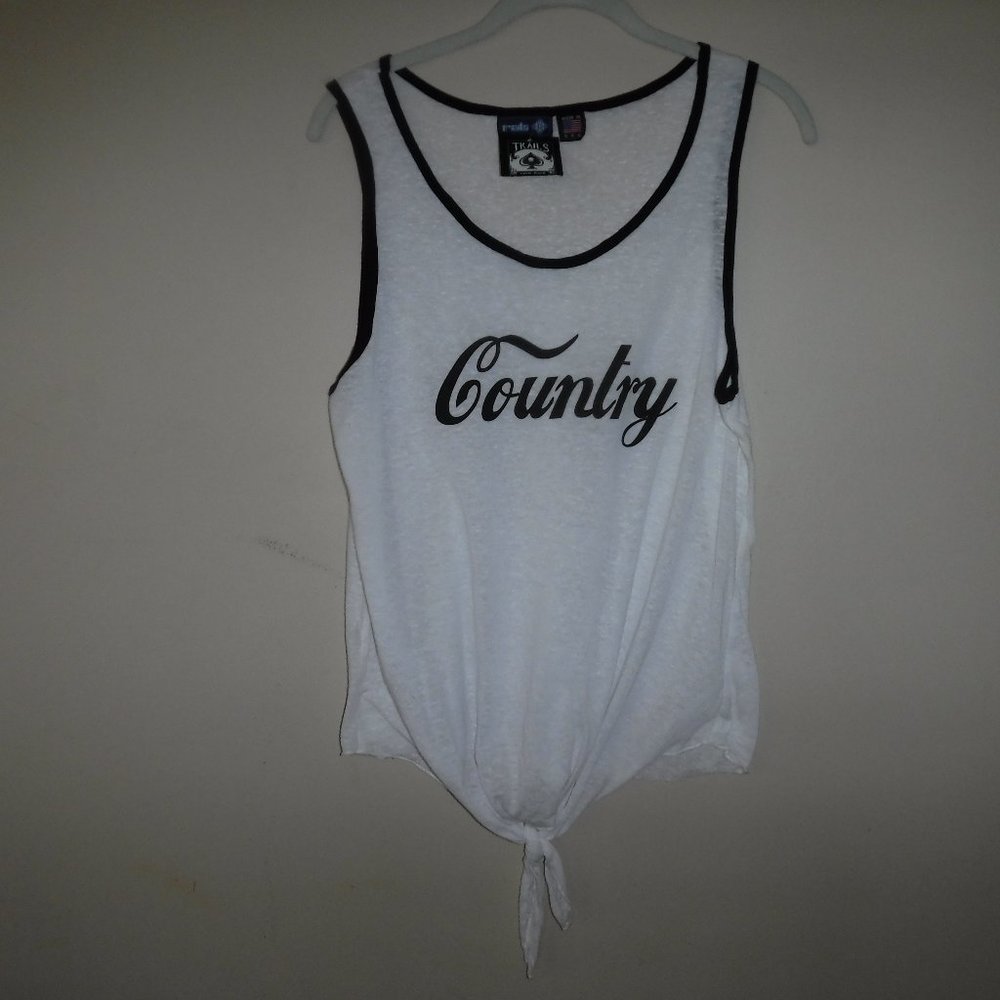 NWT Trails COUNTRY Burnout Tie Front Tank Top Womens Large
